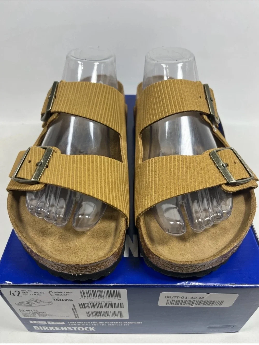 Birkenstock 💅 Arizona Corduroy Suede Cork Embossed Brown Sandals 6 6.5 37 42 - Picture 8 of 8